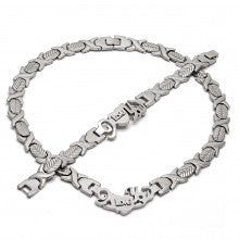 Stainless Steel Set Necklace and Bracelet, Hugs and Kisses and Love