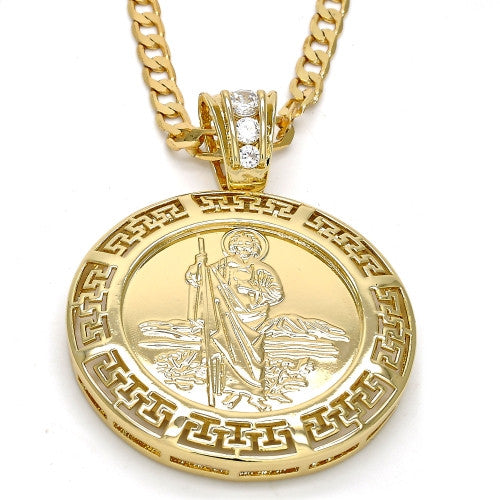14K Gold San Judas Pendant Surrounded by Zirconias – JoyeriaPrincesa