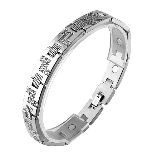 Stainless Steel with Gold PVD and Steel Magnetic Link Bracelet