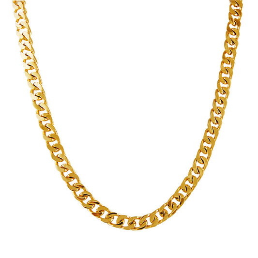 Gold PVD Coated Curb Link Stainless Steel Necklace